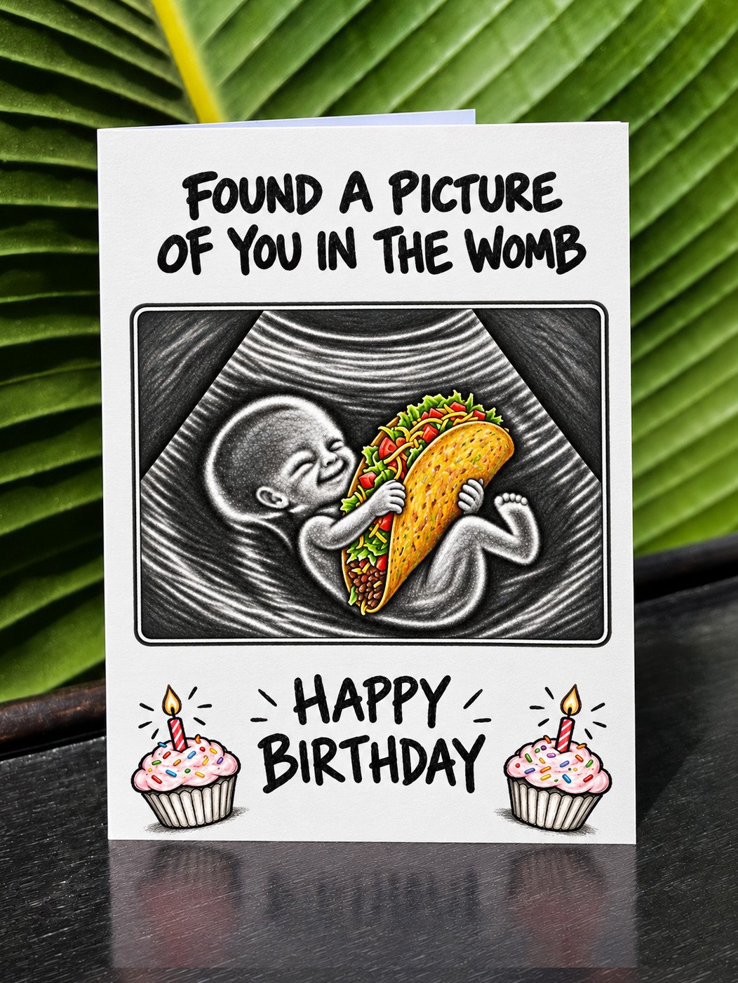 FUNNY TACO LOVER BIRTHDAY CARD | Mexican Food Humor, Ultrasound Baby Illustration In The Womb product image (1)