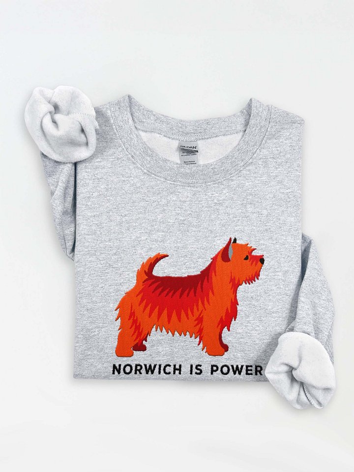 Norwich Is Power Sweatshirt (Embroidered) of a Norwich Terrier(Red) product image (1)