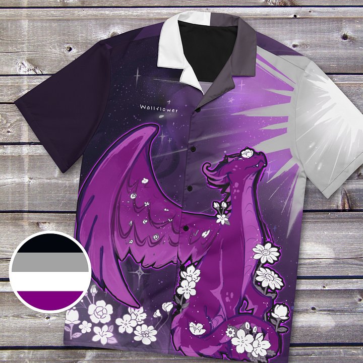Asexual Subtle Pride Dragon Button Up Shirt product image (1)