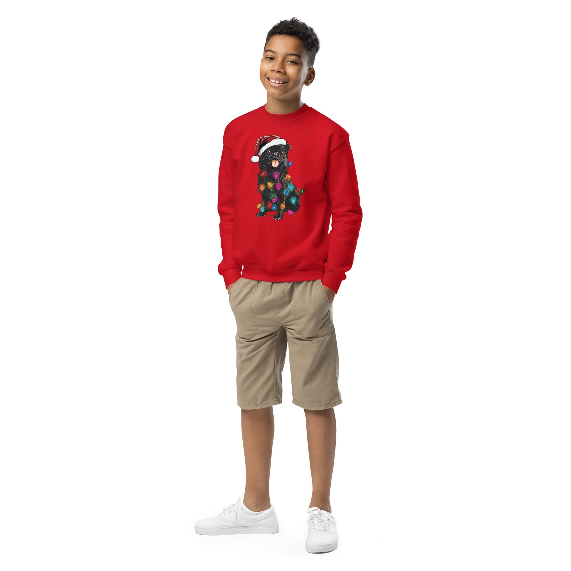 Funny Christmas Brussels Griffon(Black) Youth Sweatshirt product image (1)