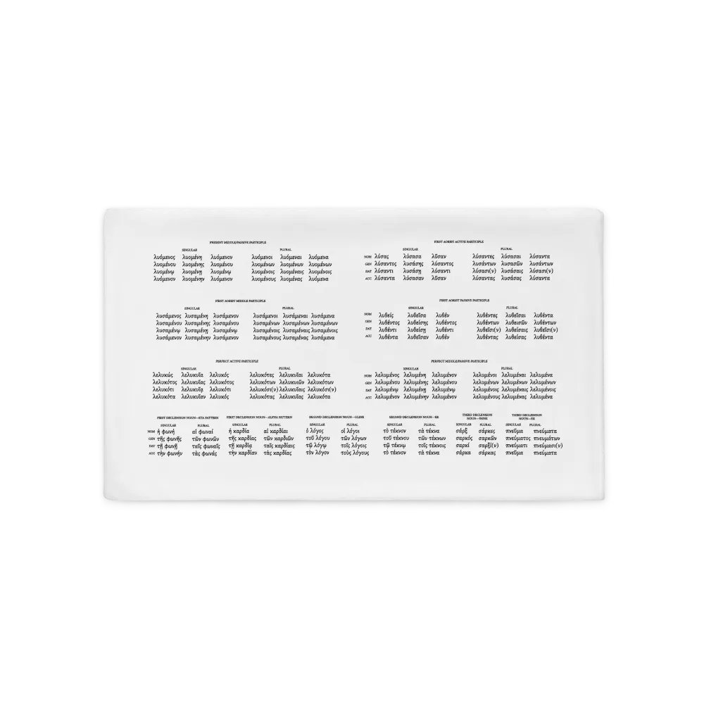 Greek Paradigms Pillow Case, 20″×12″ product image (2)