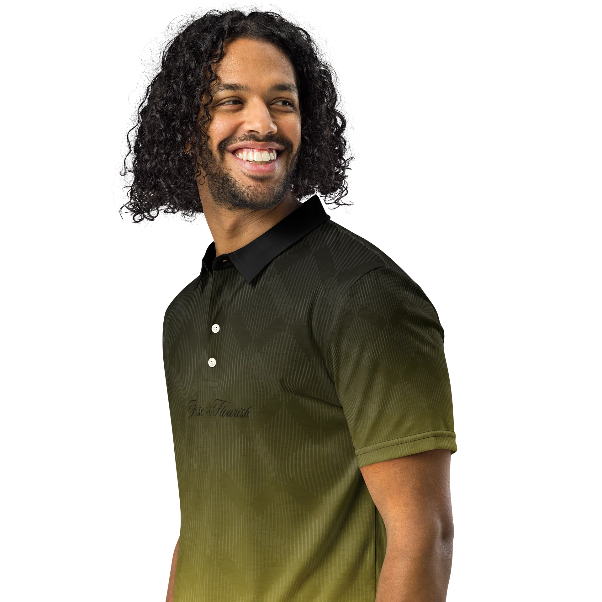 F&F Script Yellow Fade Slim Fit Polo Shirt product image (2)