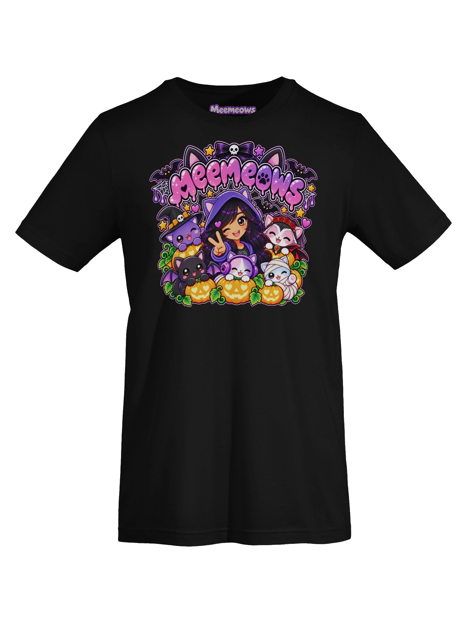 Meemeows Halloween Cat T-Shirt – Kawaii Pumpkins & Anime Girl product image (5)