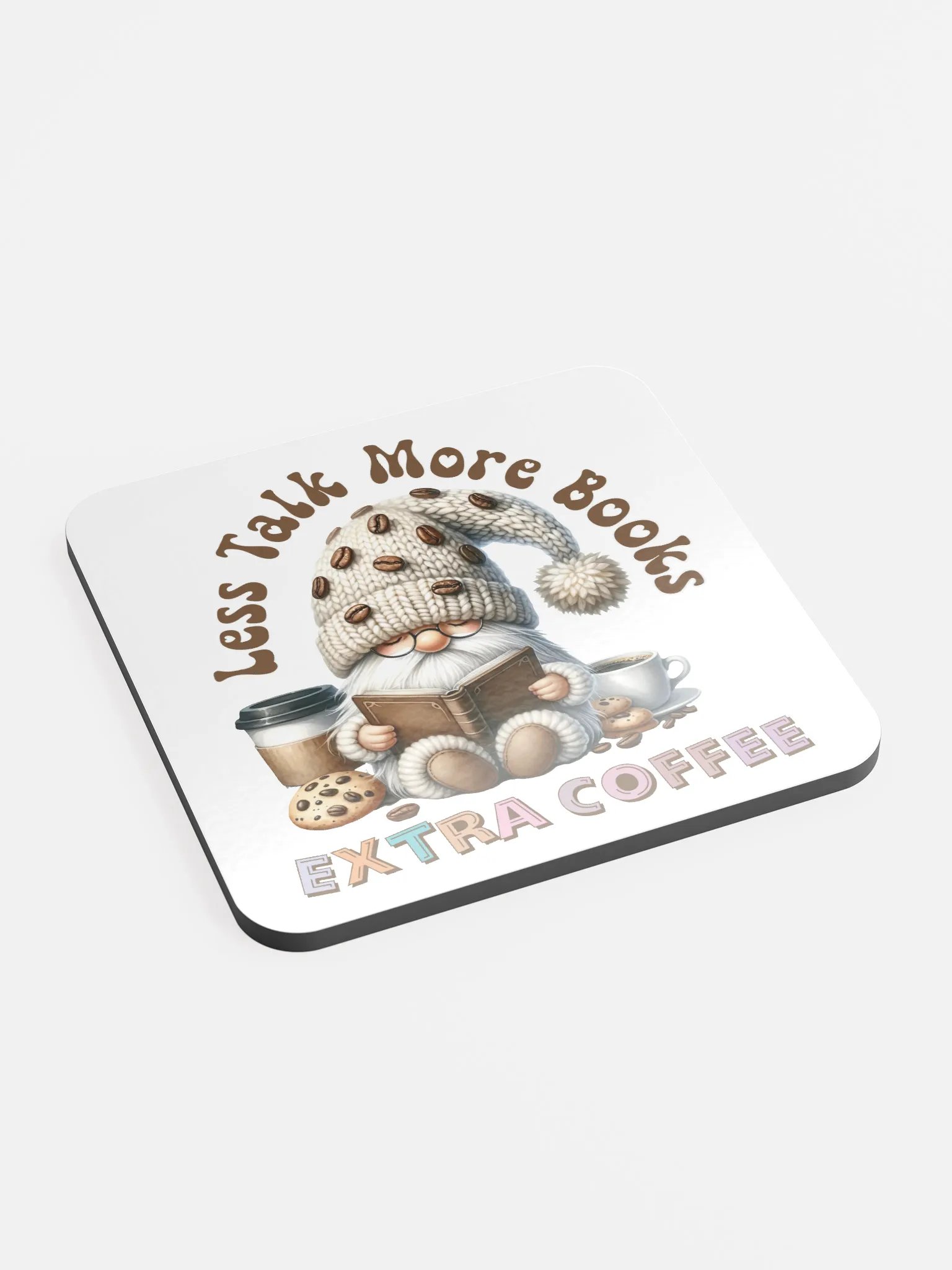 Less Talk More Books Extra Coffee Gnome Coasters product image (1)