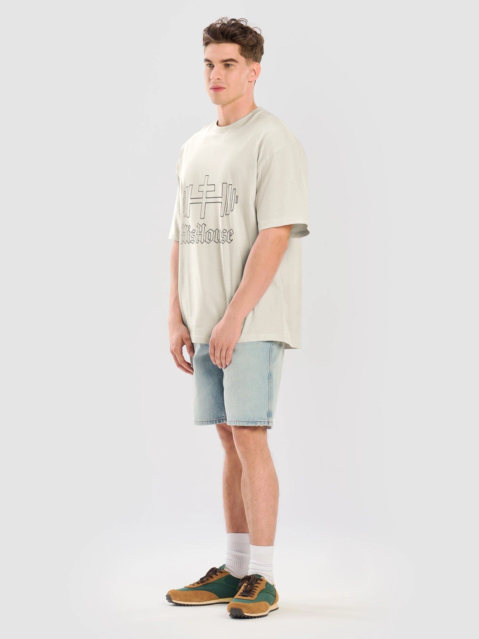 His House Mens Middleweight Oversized T-shirt - Ecru/White product image (3)