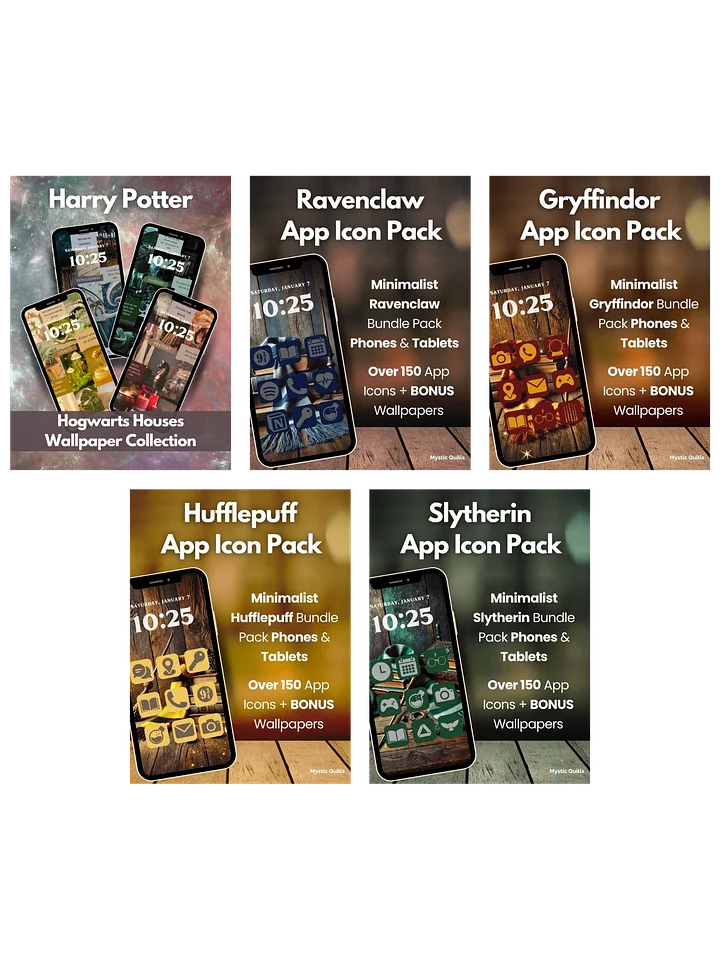 Magical School Houses Aesthetic Bundle – 4 Icon Packs + All Wallpapers, iOS & Android App Icons & Phone Backgrounds product image (1)