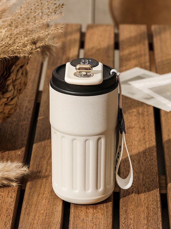 Smart Coffee Tumbler with LED Temperature Display - Insulated Leak-Proof Travel Mug with Wrist Strap - Modern Aesthetic Stainless Steel Thermal Cup product image (7)