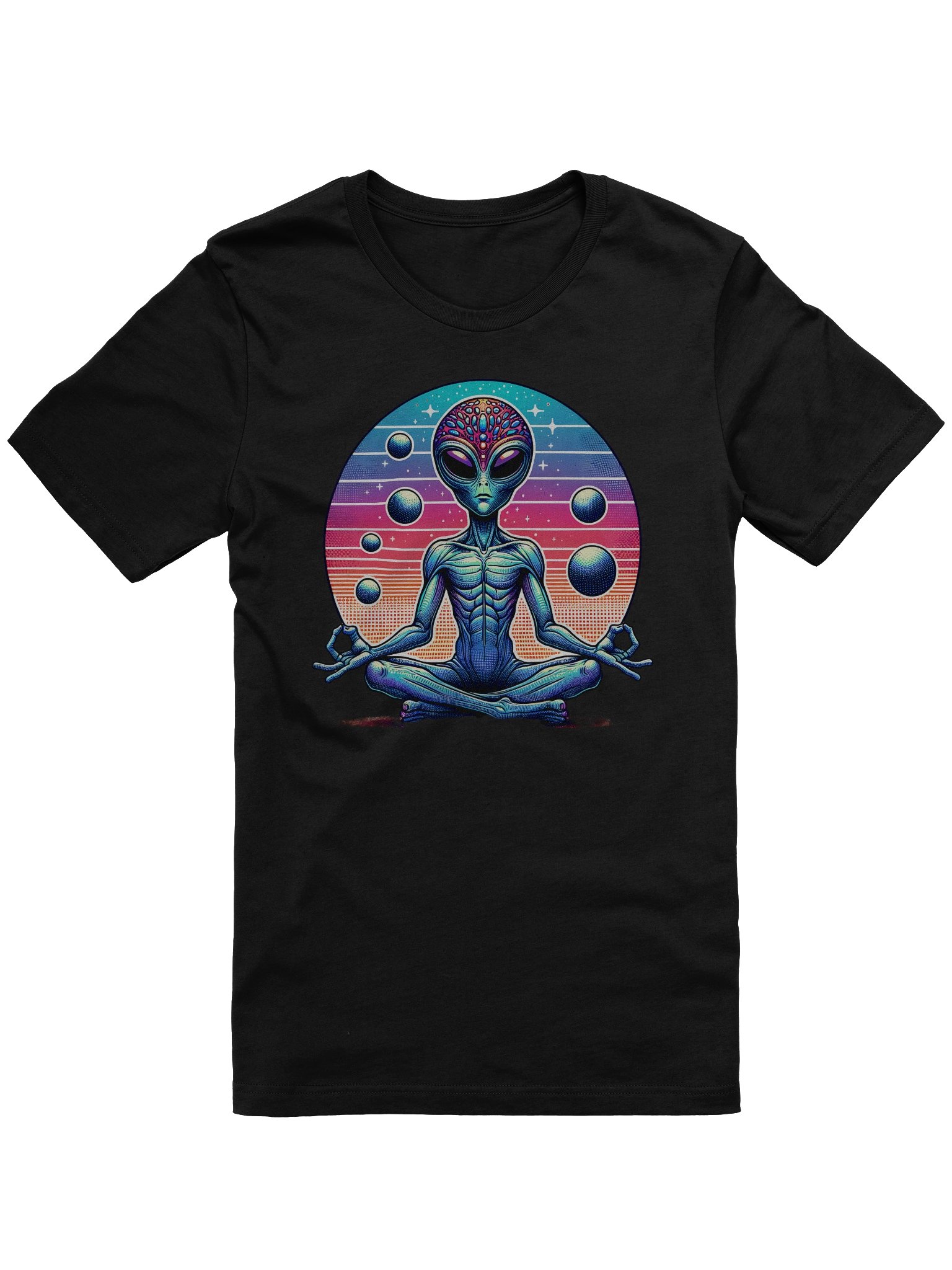 👽✨ Zen Alien Goddess T-Shirt – Meditating Extraterrestrial in Cosmic Colors | Boho Space Vibes Tee product image (9)