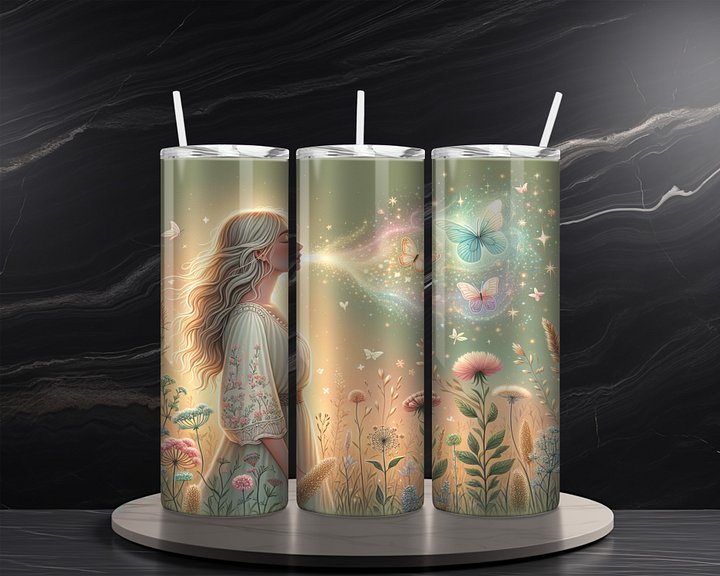 Boho Floral 20 oz Skinny Tumbler Sublimation Design Digital Download PNG Instant DIGITAL ONLY, Breathe Tumbler Wrap product image (2)