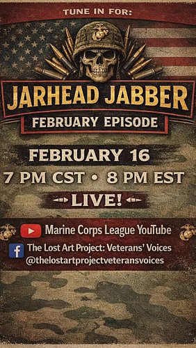 Three more days until February’s Episode of JARHEAD JABBER, the official Marine Corps League Podcast.

Be sure to tune in on ...