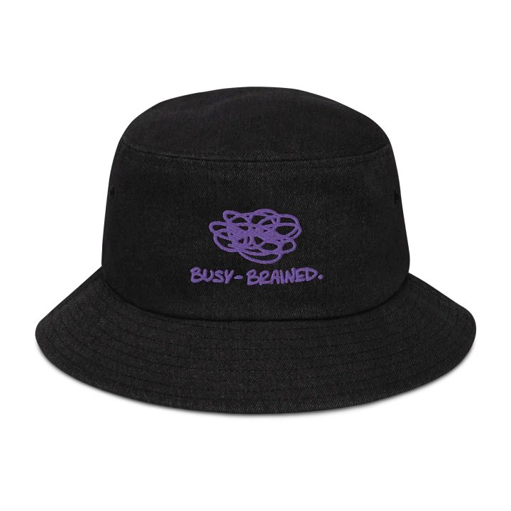 BUSY-BRAINED (purple) embroidered denim bucket hat product image (1)