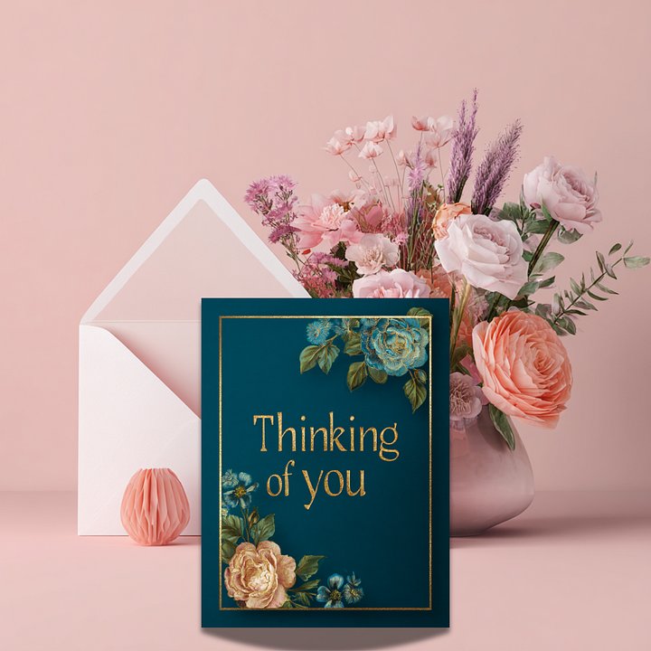 Thinking of You Card Printable 5x7 | Elegant Floral Sympathy Instant Download product image (1)