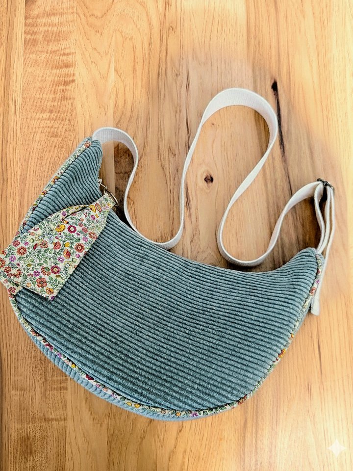 Corduroy Floral Crescent Bag product image (1)