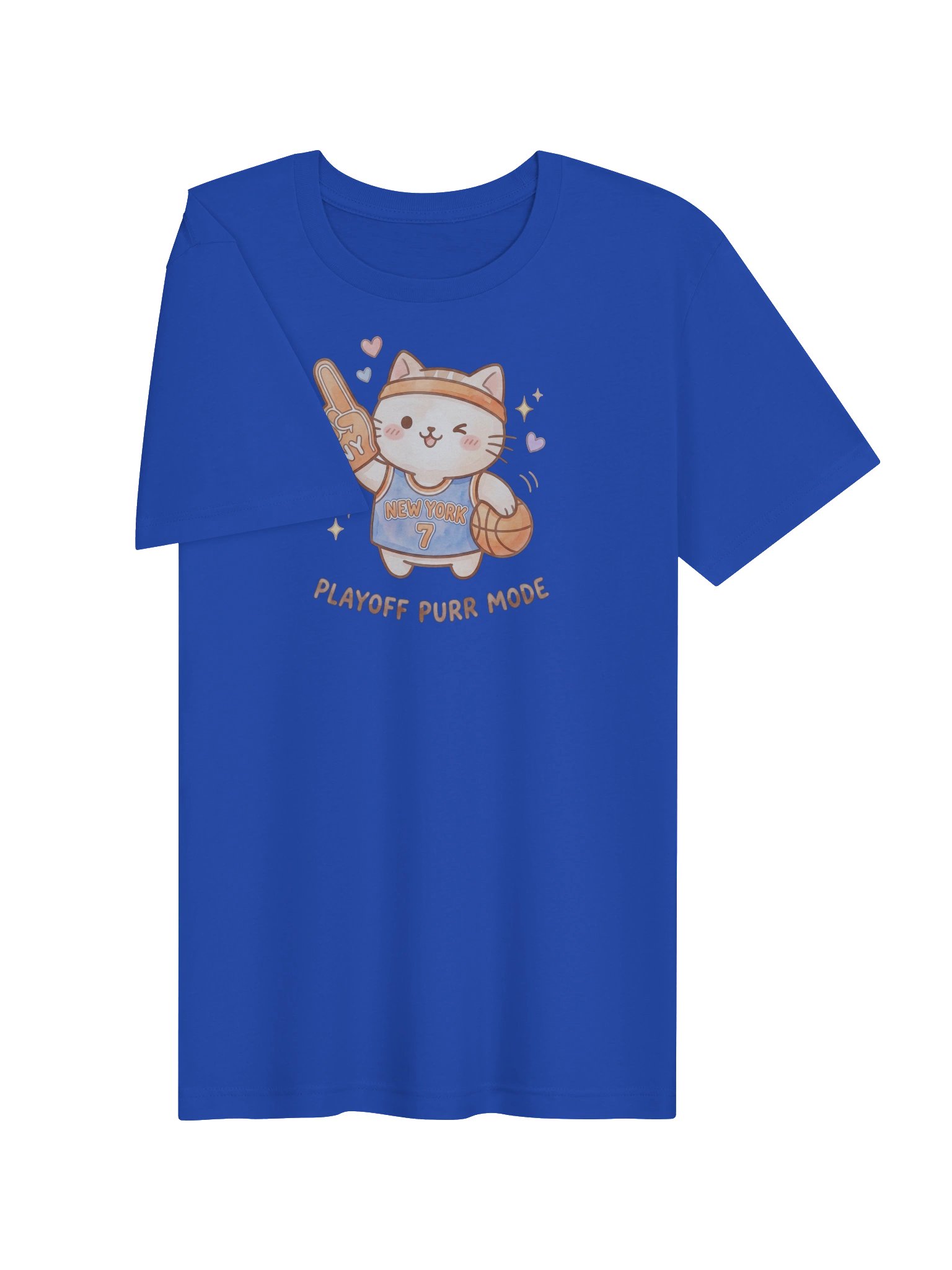 New York Basketball Cat Shirt, Funny Playoff Fan Tee, Orange and Blue Cat Design product image (13)