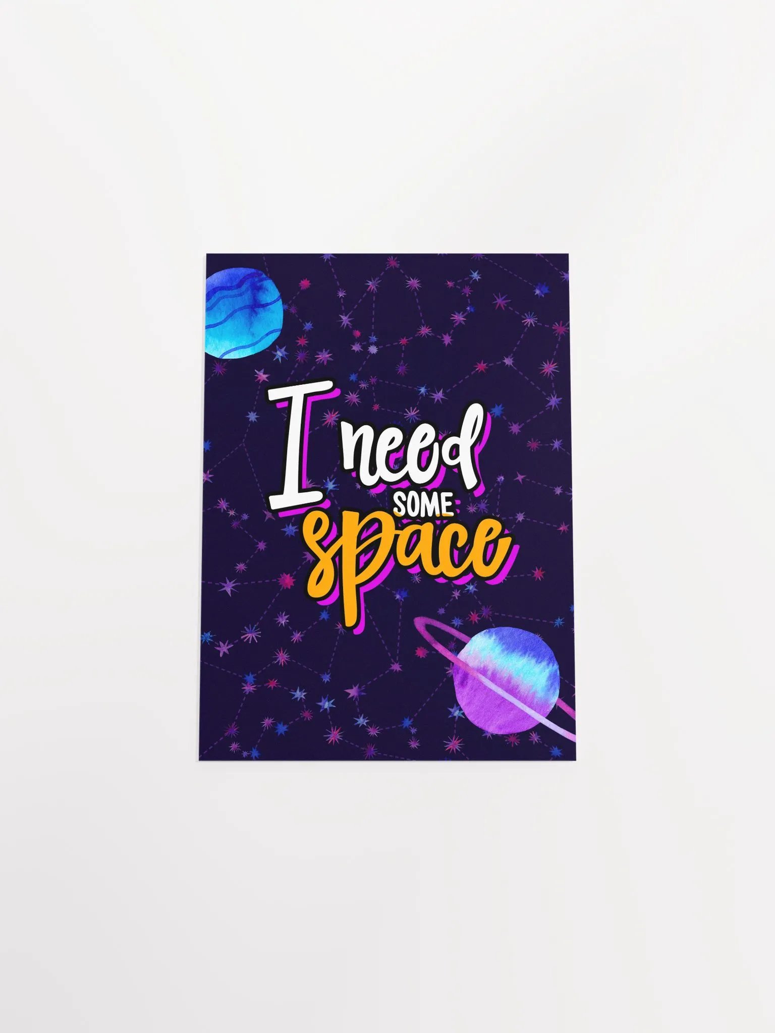 I need some space [neon/synthwave/vaporwave/watercolor] — aesthetic watercolor poster, neon space poster, retrowave poster, motivation quotes product image (9)