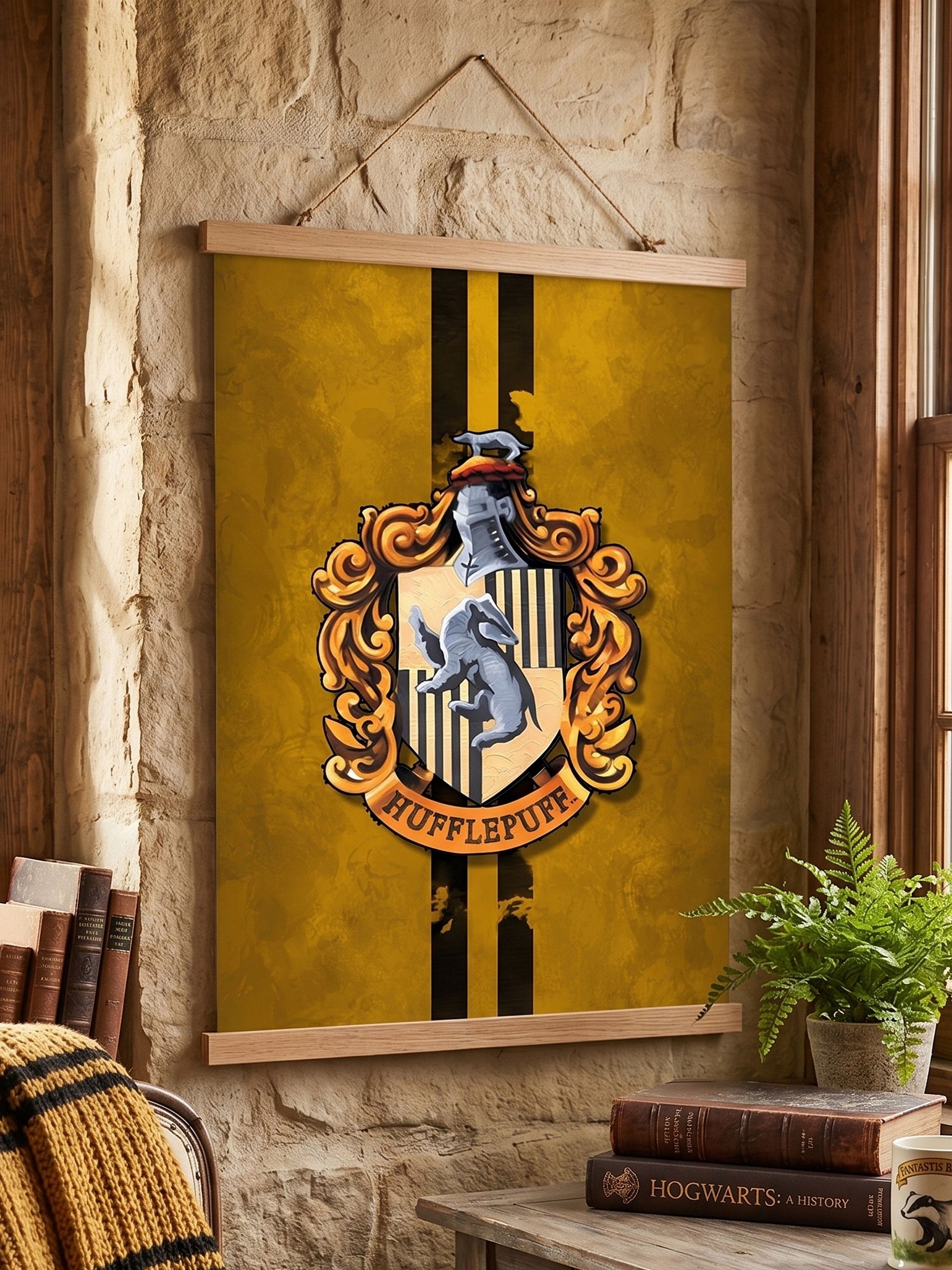 Rustic Hogwarts House Wall Flags: Gryffindor, Slytherin, Ravenclaw, and Hufflepuff product image (1)