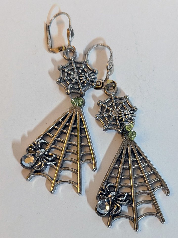 Vintage Double Spiderweb and Spider Earrings product image (1)