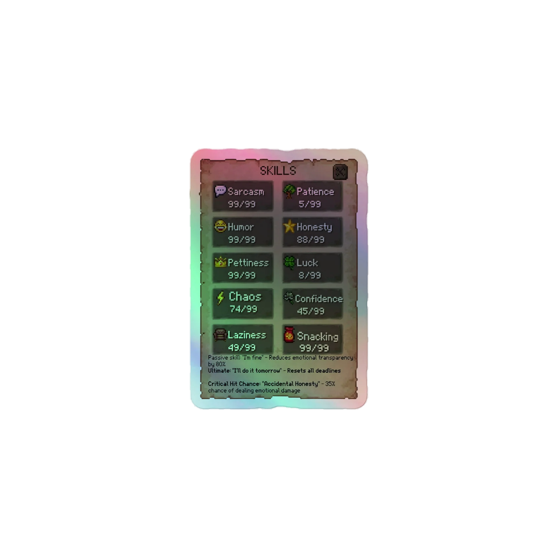 Skill Stats Holographic Sticker Sheet product image (1)