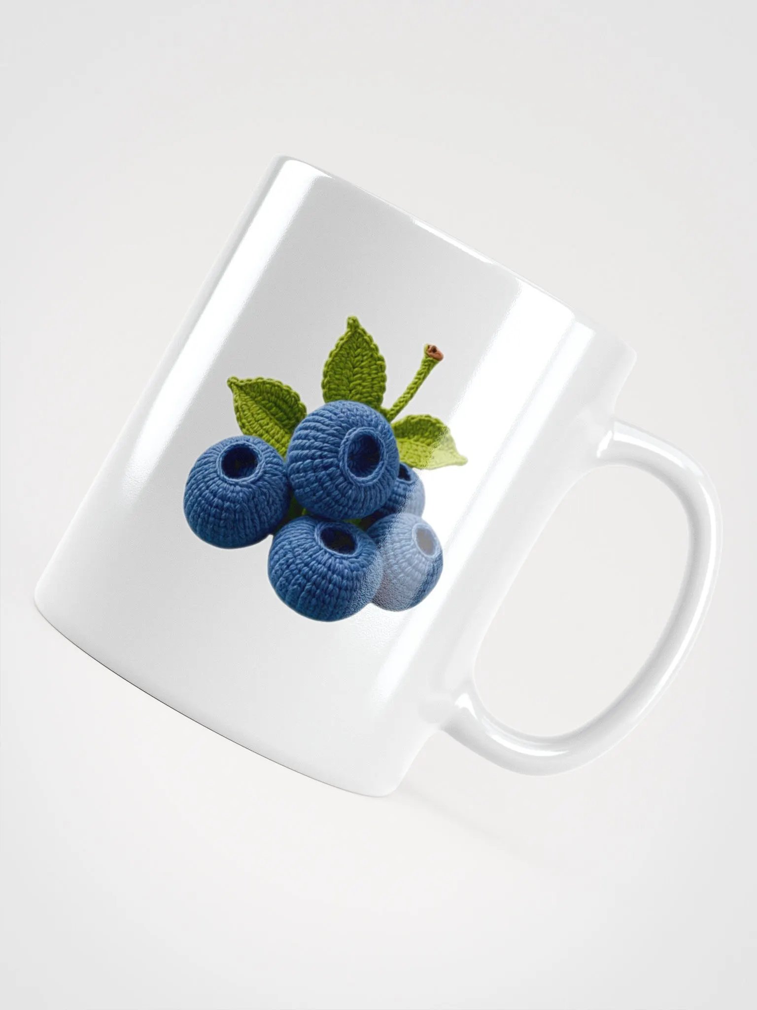 CozyAvocado White Glossy Mug Crochet Blueberries #1 product image (4)