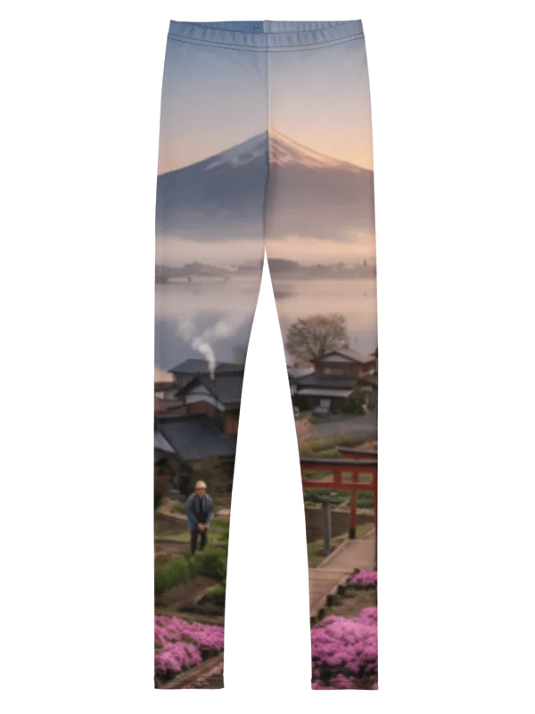Mount Fuji & Japanese Village Youth Leggings | Graphic Activewea product image (1)