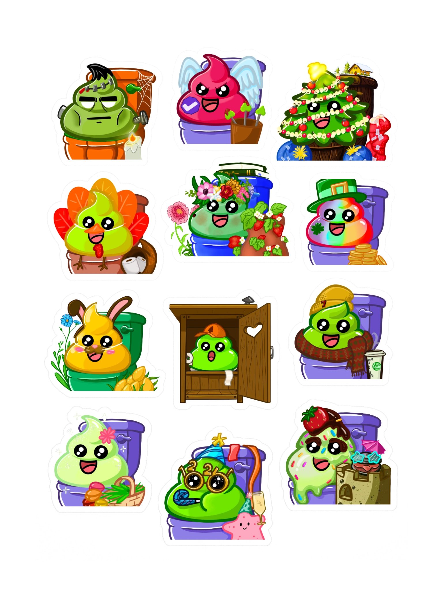 12 Poops Pooping Sticker Sheet product image (3)
