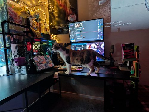 Spent 4+ hours redoing my entire stream set up. Looks spiffy and clean instead of a tight cubicle corner #setup #pc #contentc...