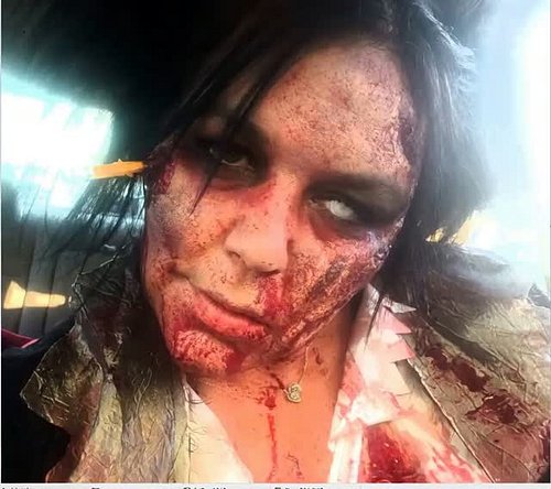 Yes, that is really a pencil lodged in her face @mrsdocredeyekc