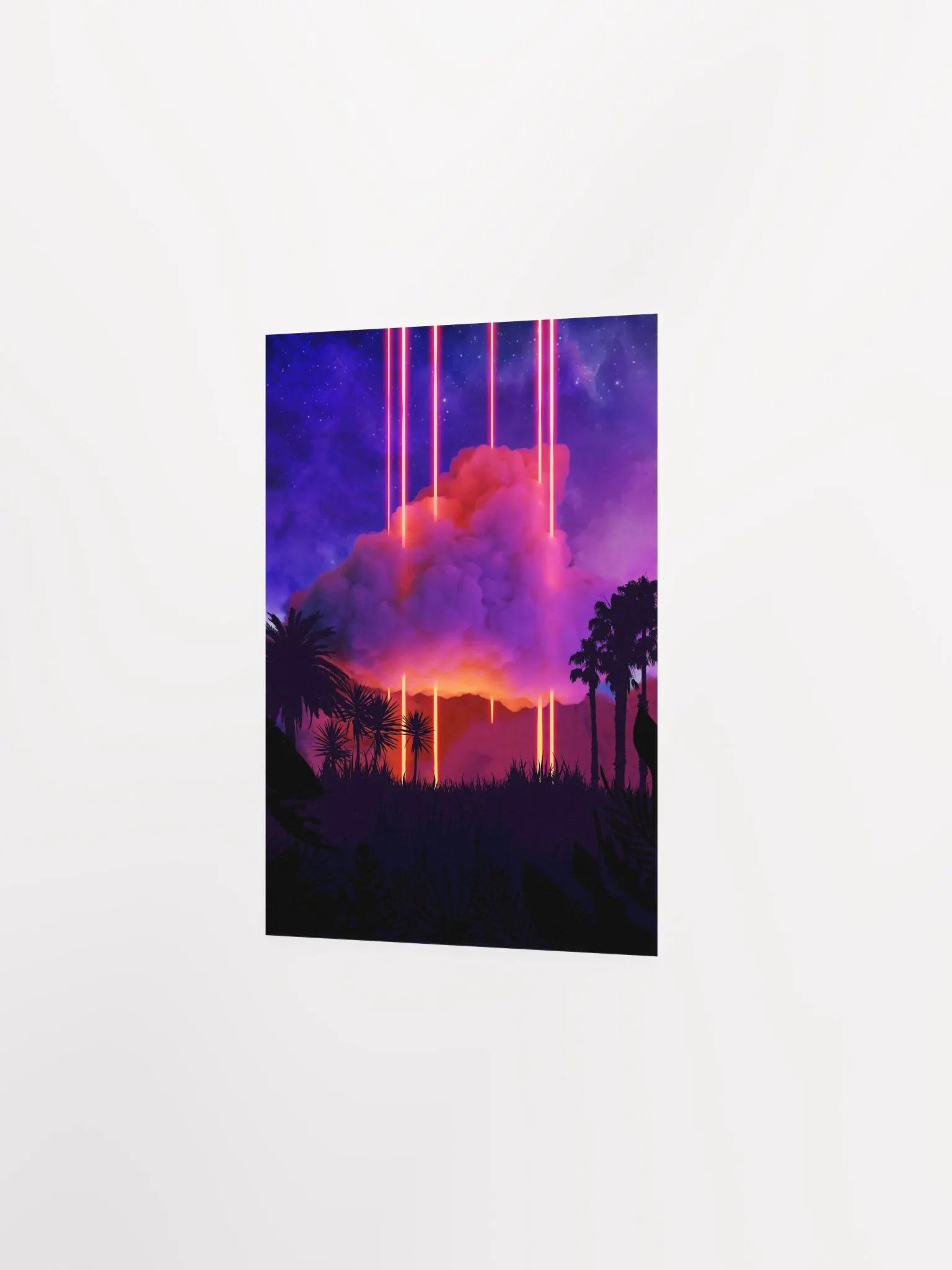 Neon palms landscape: Cloud [synthwave/vaporwave/cyberpunk] — Aesthetic retrowave poster product image (8)