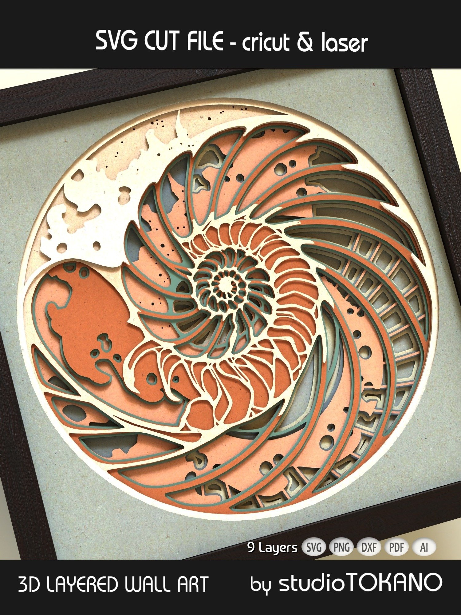 Nautilus Sea Shell 3D SVG product image (6)