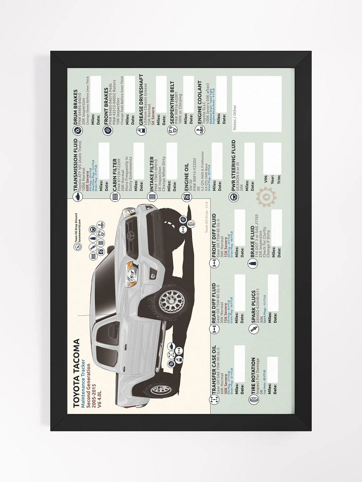 2nd GEN MAINTENANCE TRACKER V1.0 - White (FRAMED) product image (2)