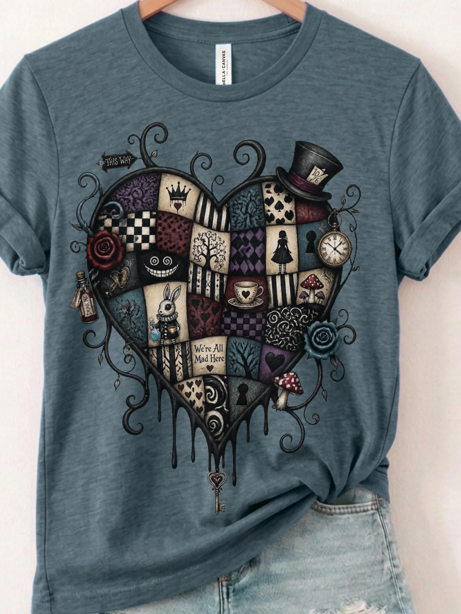 Wonderland Queen of Hearts Shirt, Whimsigoth Alice Tee, Mad Tea Party Graphic product image (15)