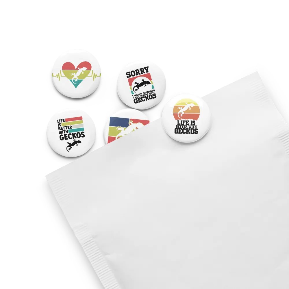 Glossy Color Collection: Pin Button Set with Geckos all over product image (8)
