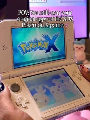 I’m so thankful I kept my original copy of the 3DS Pokémon X game!! When I made my big girl purchase for this pink 3DS XL, this is the first game I thought of playingggg🥹✨🙌🏾 #nintendo3ds #nintendo3dsxl #gamertiktok #pokemonx #desksetup 