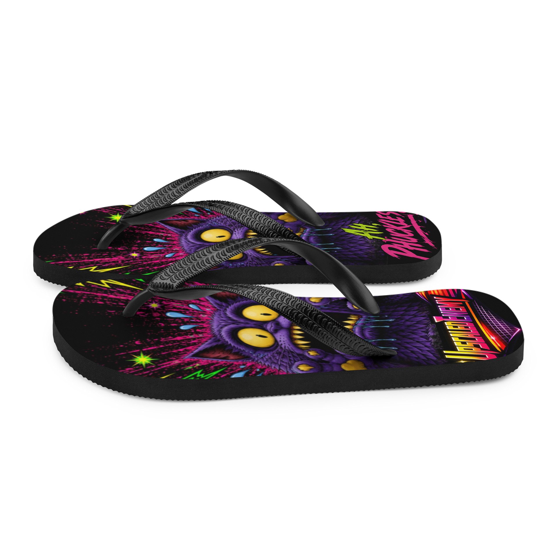 Upscaled - Don’t Step on Cheshy! Flip-Flops product image (6)