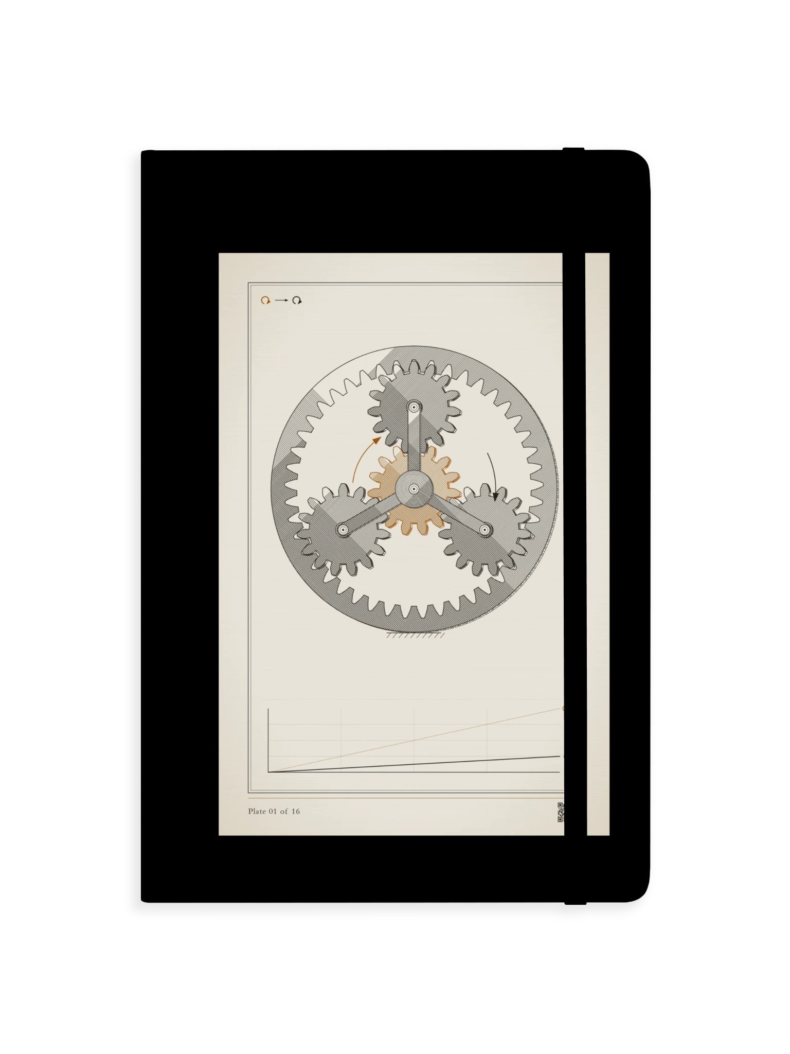 Planetary gear notebook, hardcover, 5.5 x 8.5 in · MOTION 01 product image (1)