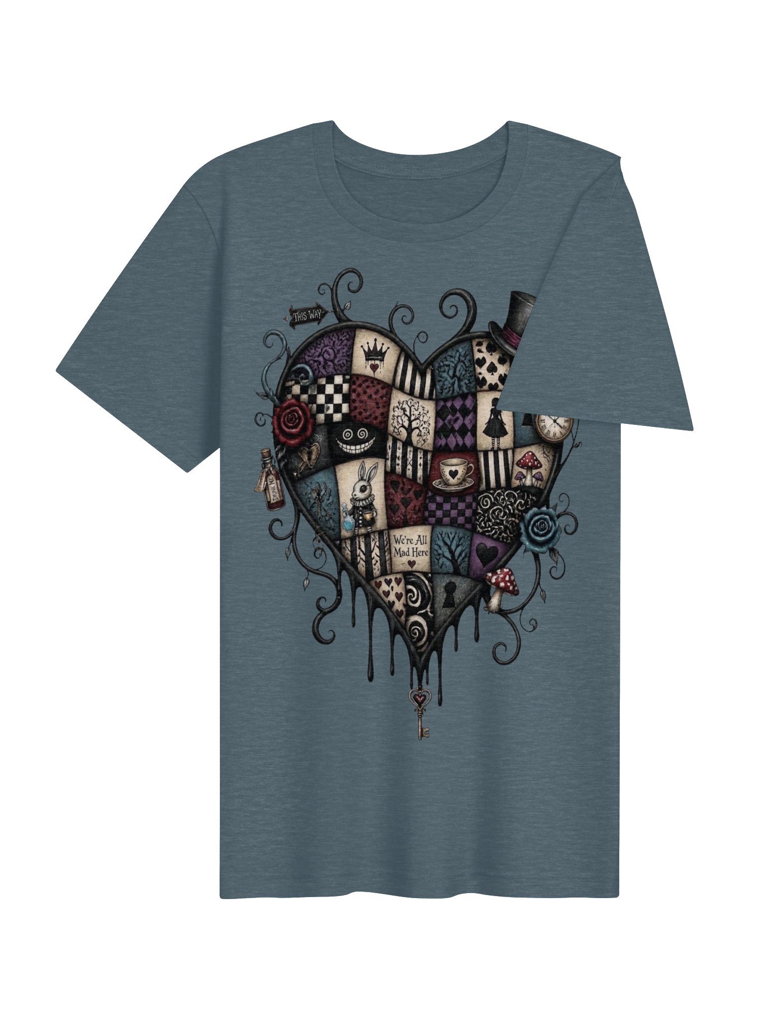 Wonderland Queen of Hearts Shirt, Whimsigoth Alice Tee, Mad Tea Party Graphic product image (19)