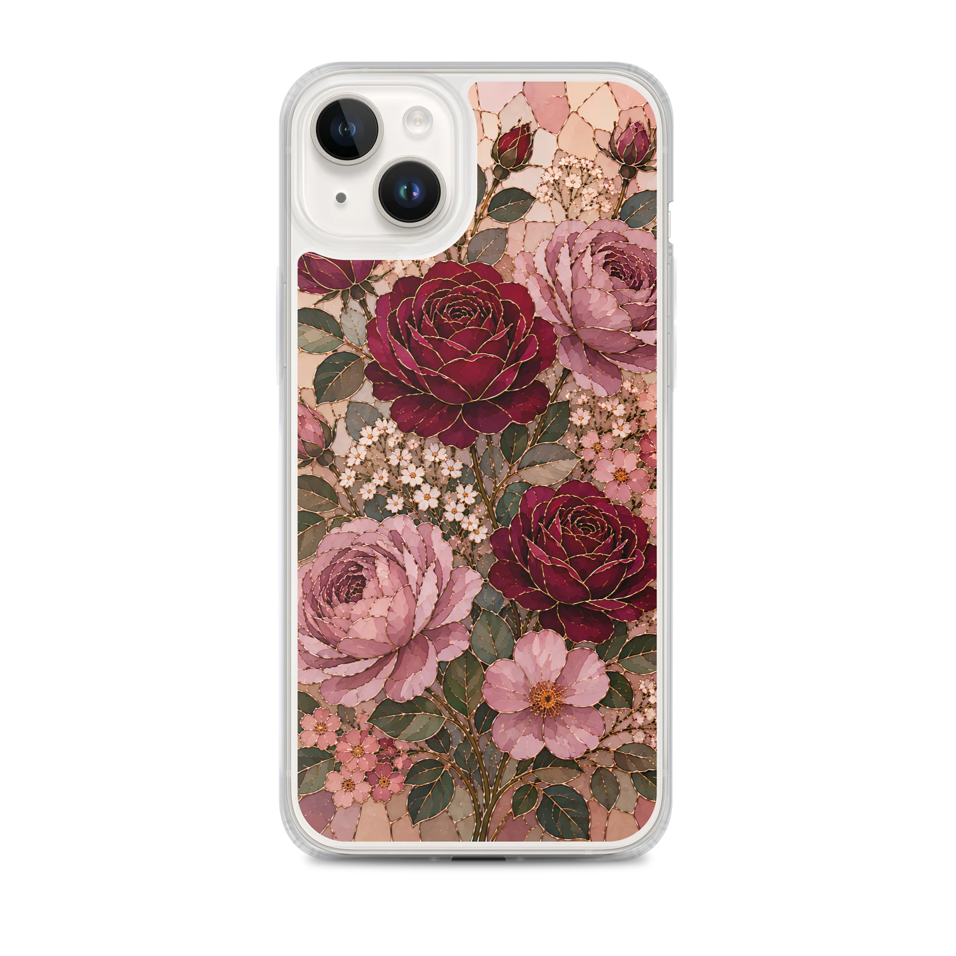 Burgundy And Dust Rose Mosaic Premium Soft Silicone iPhone Case - MagSafe Compatible product image (1)