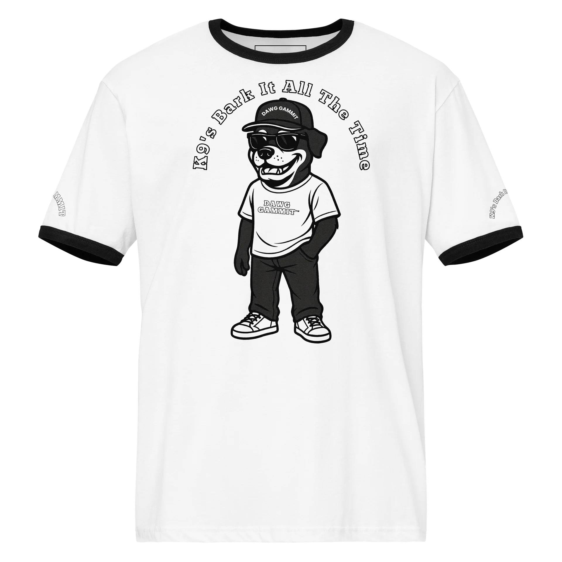 DAWG GAMMIT™ Rottweiler Black White Ringer Tee product image (1)