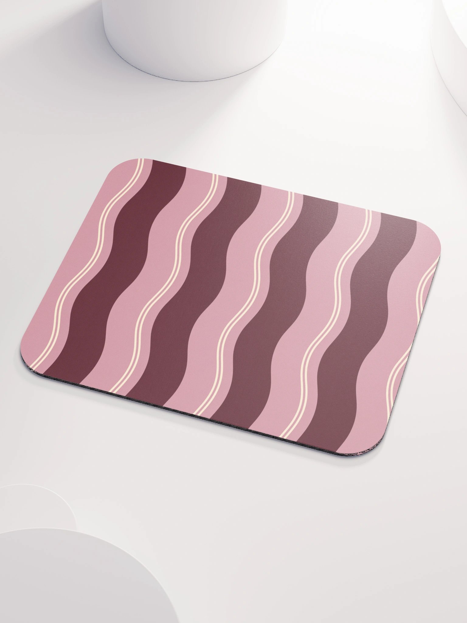 Rose Ribbon Gaming Mouse Pad — Pink & Burgundy Stripes product image (3)