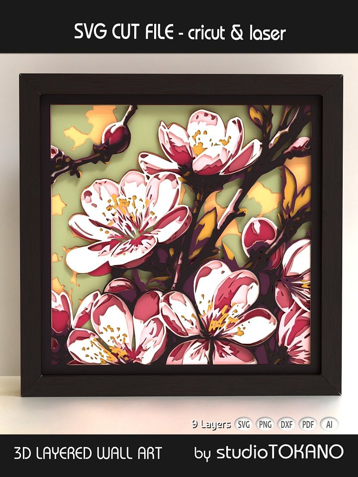 Sakura Shadow box SVG product image (1)