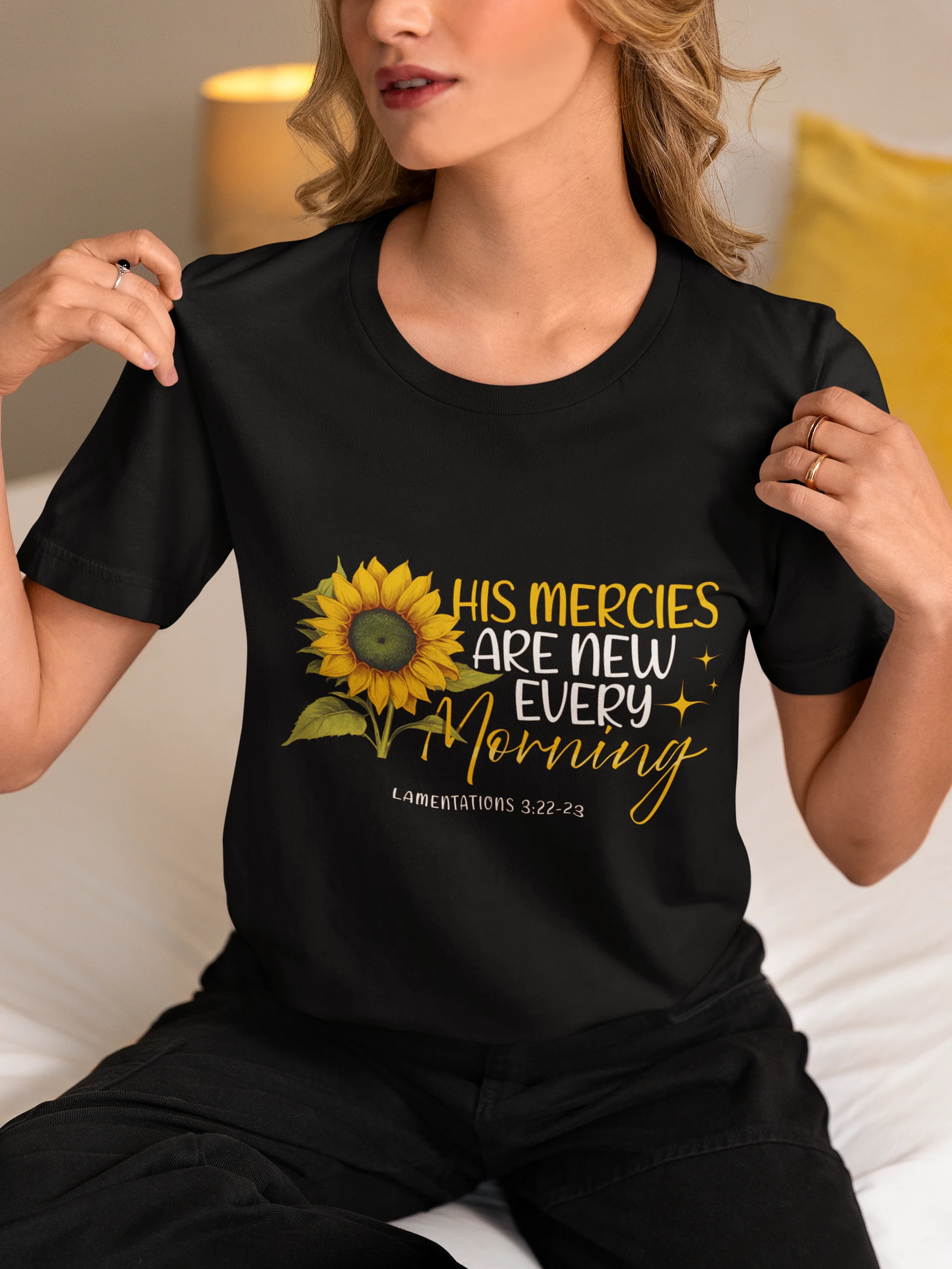 New Mercies Sunflower Tee - Lamentations 3:22-23 product image (1)