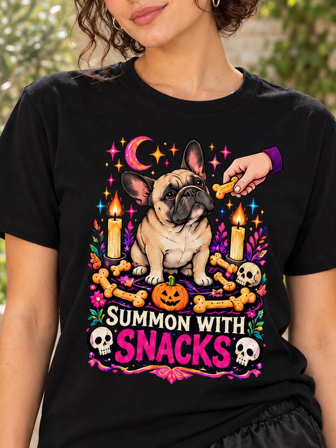 French Bulldog Halloween T-Shirt – Summon With Snacks product image (1)