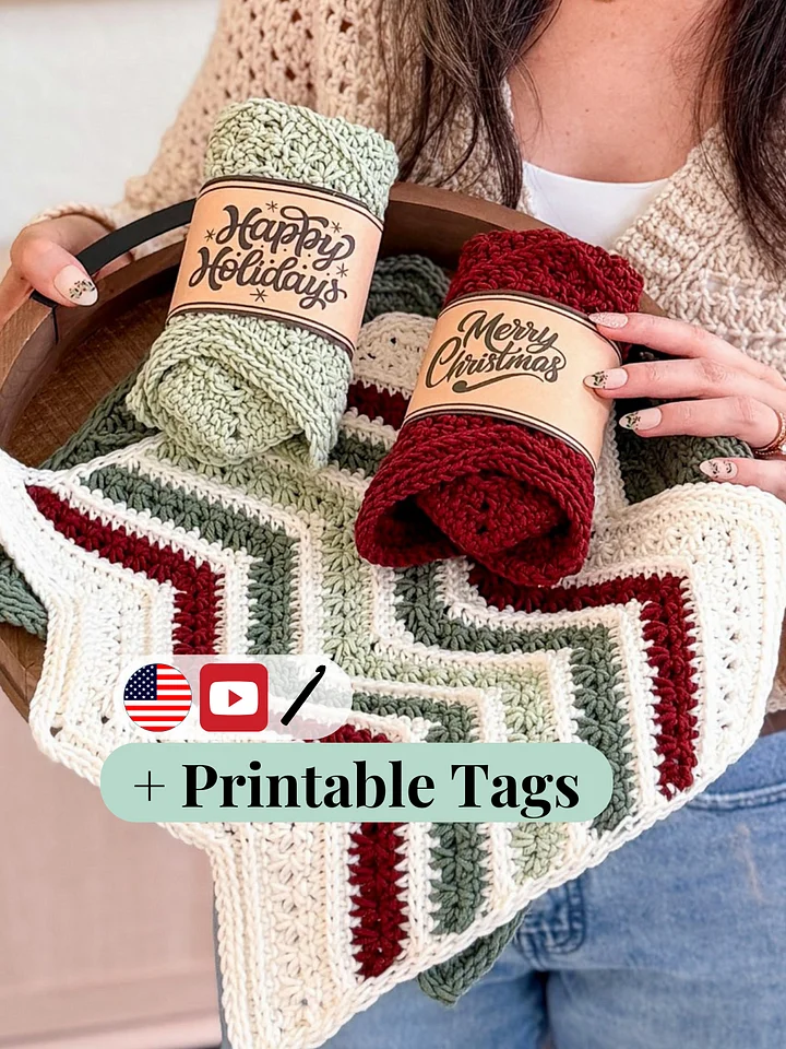 Chevron Petal Loop Stitch Crochet Washcloth Pattern product image (1)