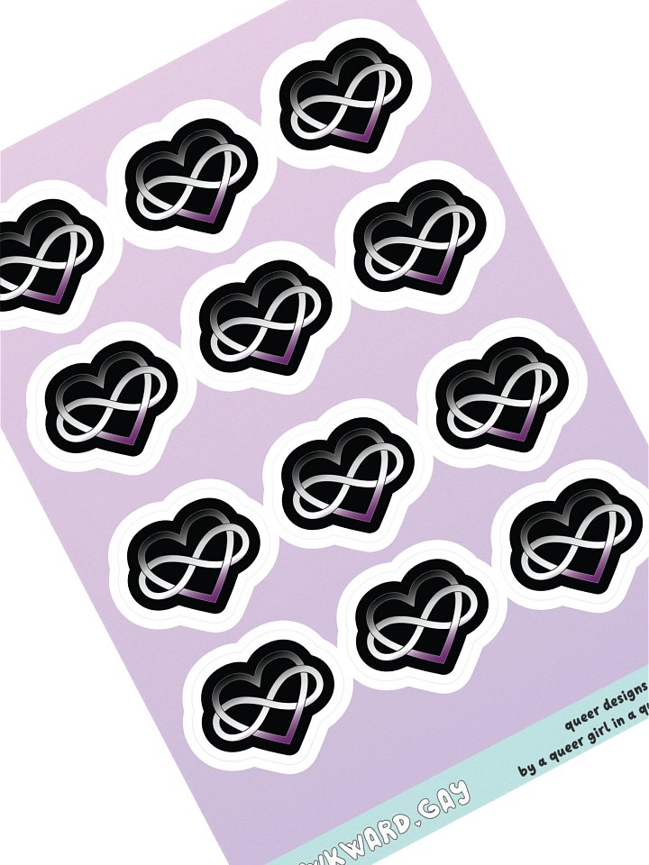 Asexual Pride Gradient Polyamory Infinity Heart Sticker Sheet product image (1)