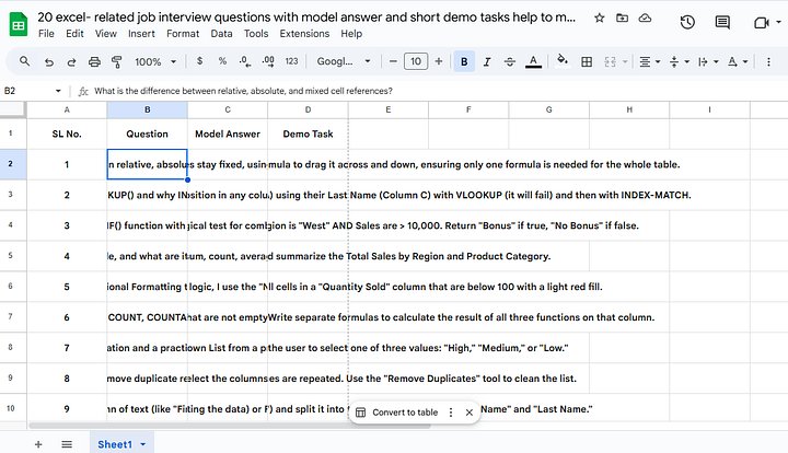 20 excel- related job interview questions with model answer and short demo tasks help to me practice product image (1)