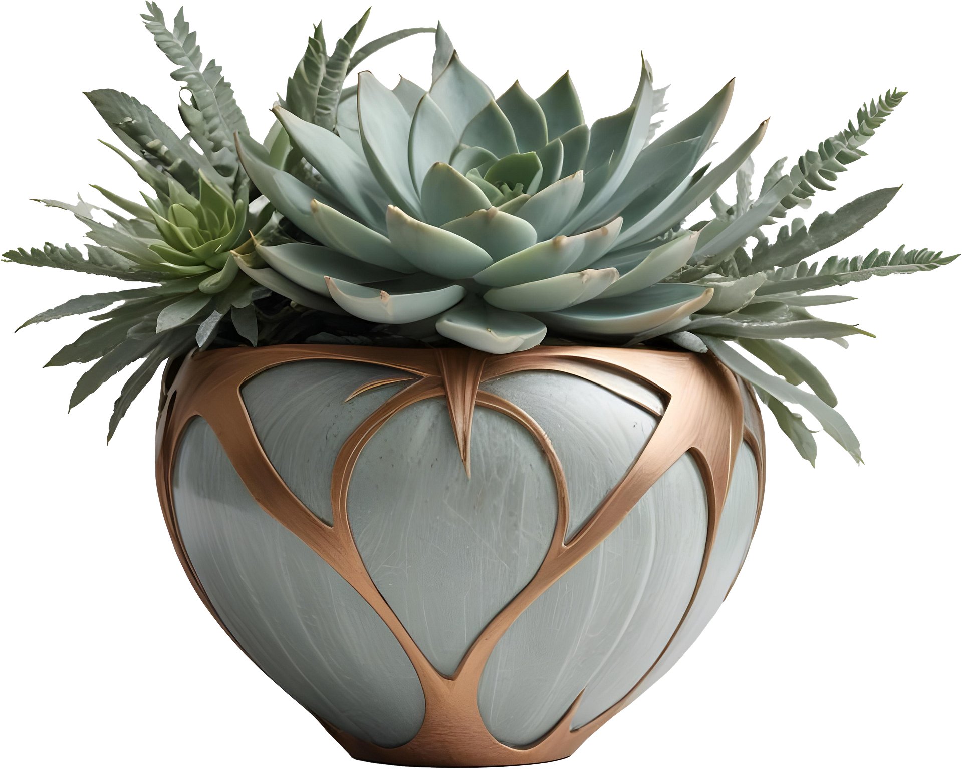 Gatsby Grace – Art Deco Pot with Succulent PNG product image (1)