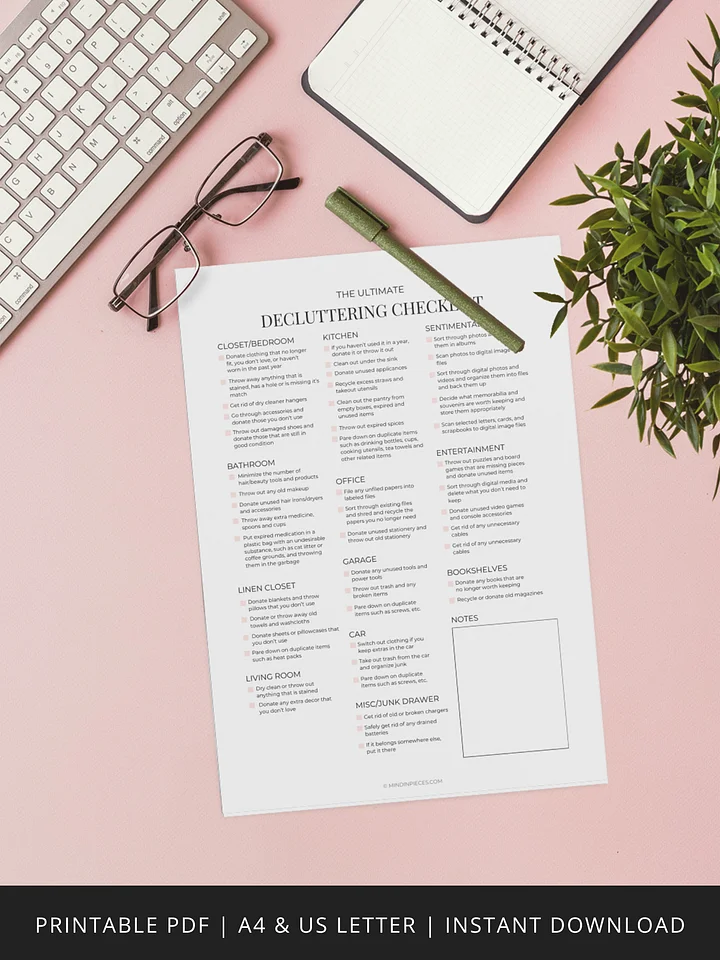 The Ultimate Decluttering Checklist Printable Digital Download product image (1)