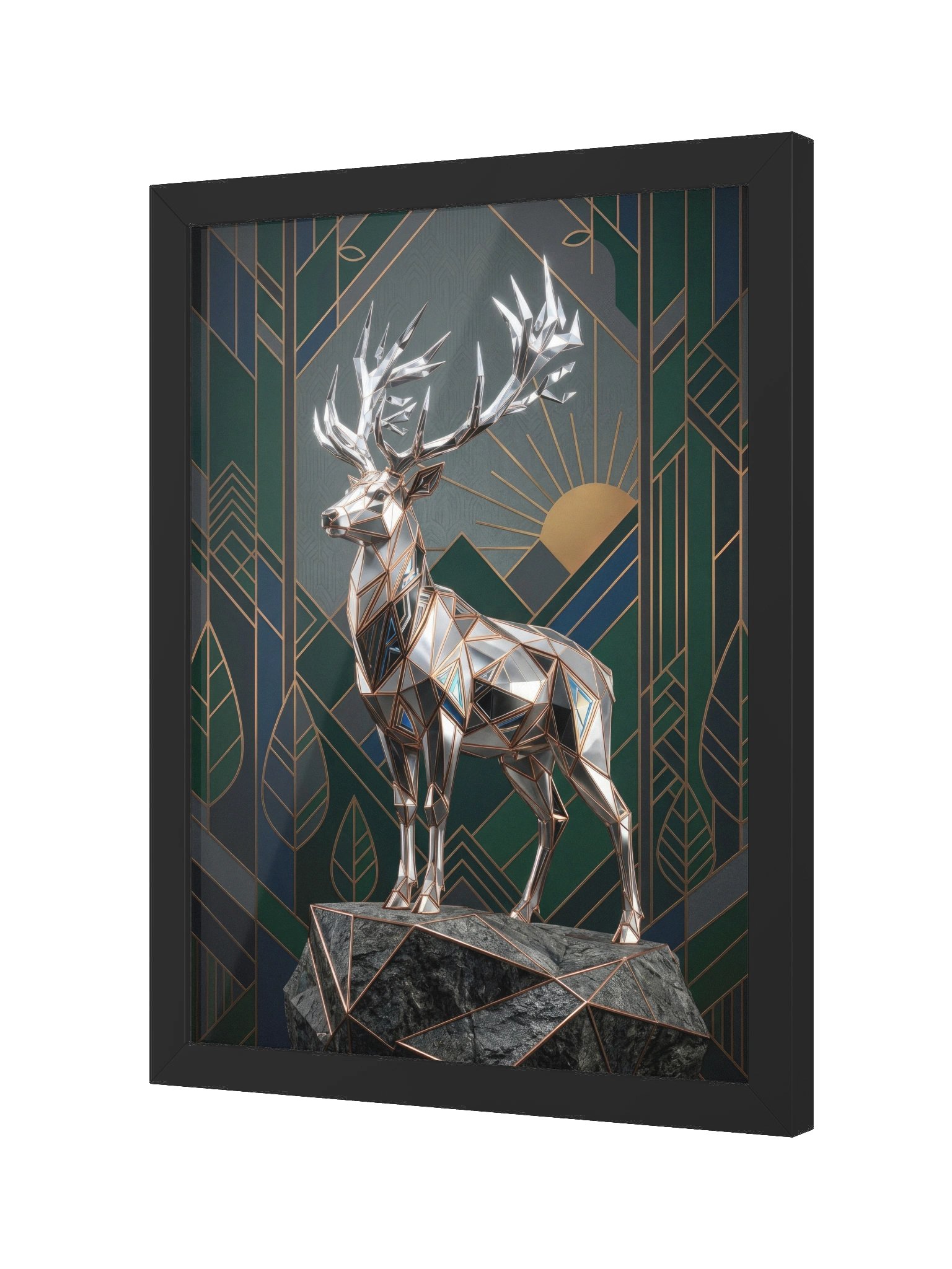 Geometric Metallic Stag Framed Poster - Neo-Deco Wall Art product image (18)