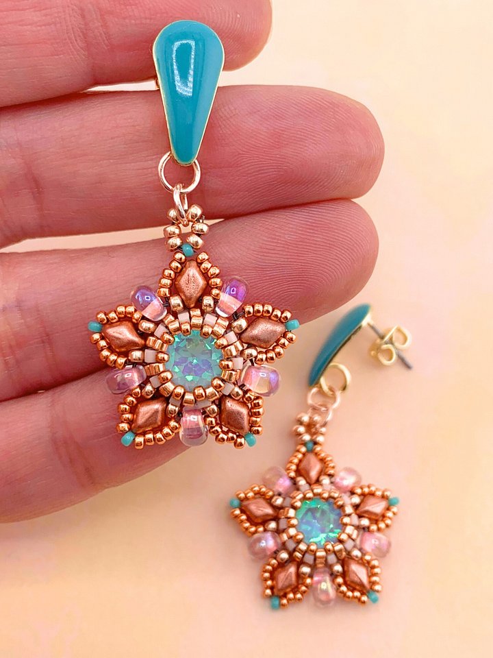 Surf Star Beaded Crystal Earrings on Enamel Posts product image (2)