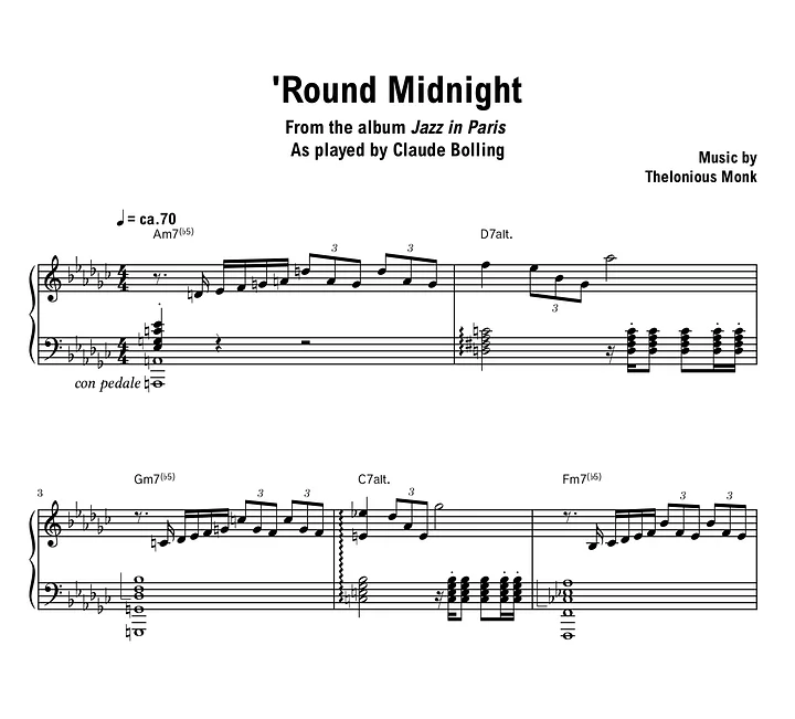 Claude Bolling - 'Round Midnight - Sheet music (PDF) product image (1)